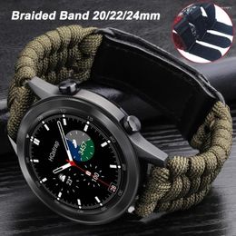 Watch Bands Sport Braided Band 22mm 24mm 20mm For Samsung Galaxy 5 Watch4 3 Nylon Bracelet Huewei Rope Strap Leather Clasp