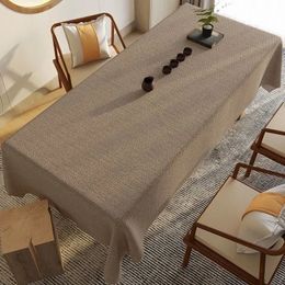 Cotton linen tablecloth fabric waterproof tea tablecloth Chinese classical solid color dining table cloth rectangular R8S2627 240123