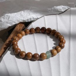 Strand Green Sandalwood And Chalcedony Bracelets Black Chinese Style Antique Cultural Jewellery