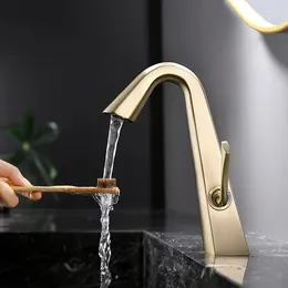 Bathroom Sink Faucets Gunmetal/Chrome/Brushed Gold/Black Brass Faucet Single Handle Deck Mounted Water Mixer Tap