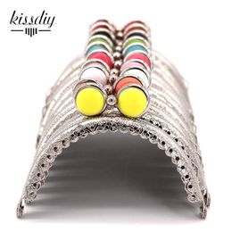 10 pcslot 85cm Semicircle Silver Lace Flat Bead Metal Purse Frame Kiss Clasp Bag Accessories 240202