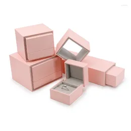 Jewellery Pouches Box Satin Paper Display Holder With Detachable Lid Ring Gift Necklace