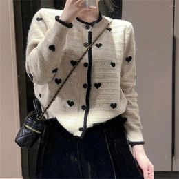 Women's Knits Korean Fashion Sweater Basic Tops 2024 Spring Autumn Cardigan Retro Top High-end Beautiful Bottom Knit Jacket