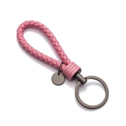 Handmade Braid Real Sheepskin Leather Woven Rope Keychain Wrist Rope Couple Key Chain Llavero Key Ring Key Holder Car Pendant 240122