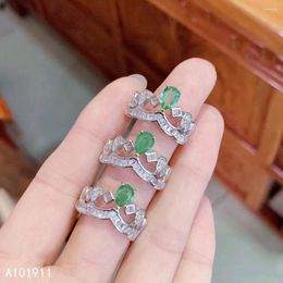 Cluster Rings KJJEAXCMY Boutique Jewelry 925 Sterling Silver Inlaid Natural Emerald Trendy Female Ring Support Detection Luxurious