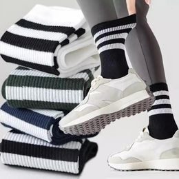 Men's Socks Three Stripes Sport Breathable Highly Elastic Striped Middle Tube Simple Fasionable Premium Feel Versatile Cycling