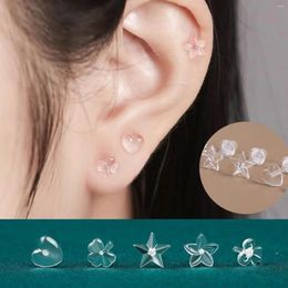 Stud Earrings 2pcs Resin Ear Studs Transparent Invisible Anti Allergy Soft Cute Women Student Star Heart Shape Piercing