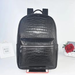 Backpack 2024 Brand Alligator Genuine Leather Men Backpacks Real Natural Student Luxury Business Laptop School Bag