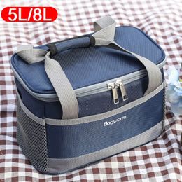 5L8L Portable Oxford Waterproof Cooler Bag Picnic Thermal Insulated Ice Pack Fresh Thermo Food Cool Cans Lunch Box tote 240125