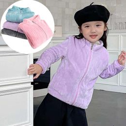 Jackets Kids Boys 2024 Winter Fleece Toddler Girl Jacket Thick Fluffy Warm Baby Coat Windbreaker Purple Zip Up Children Clothing