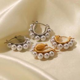 Stud Earrings Koaem 2024 Trend Stainless Steel Pearl Earring For Women Fashion Elegant Metal Jewellery Gifts