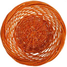 Plates Hamper Wicker Basket Desktop Container Woven Storage Grocery For Rustic Bread Baskets