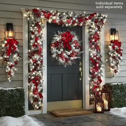 Christmas Decorations Christmas Wreath Rattan Set Wreaths For Doors year Decorations Flower Garland Outdoor Home Decor 240130