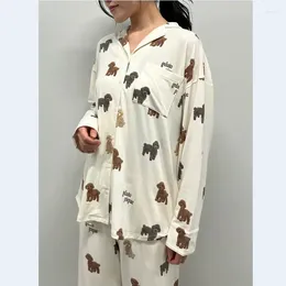 Women's Sleepwear Room Wear Ladies Pajamas Teddy Bear Pommy Cardigan Shirt Pants