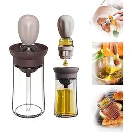 Kitchen oil bottle silicone brush oil container with brush suitable for kitchen cooking pancake baking barbecue utensils 240130