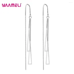 Dangle Earrings 925 Sterling Silver Fashion Jewellery Simple Geometric Tassel Long Box Chain Thread Pendientes Ear Decoration Ornaments