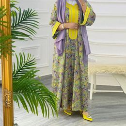 Ethnic Clothing Arabic Muslim Elegant Women Print Diamonds Abaya Casual Maxi Dresses Dubai Morocco Kaftan Eid Party Gown Islam Jalabiya