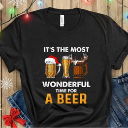 Women's T Shirts It Is The Most Wonderful Time For A Beer Shirt Women Christmas Xmas T-Shirt Santa Cold Tee