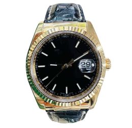 Brand world 2024 watch Best version Watch Datejust 116138 36mm 18K Yellow Gold Black Dial on Leather Watch Box/Paper automatic watch 2-year warranty MENS WATCHES