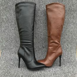 Womens Winter Boots Stiletto Heel High Heels Thigh High Boots Black Brown Knee High Boots Fashion High Heels Boots 240125