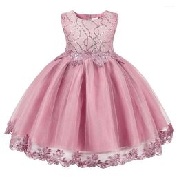 Girl Dresses Jurebecia Baby Girls Lace Embroidery Dress Bowknot Party Bridesmaid Wedding Gown