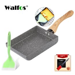 Walfos Frying Pan Tamagoyaki Omelette Black Non-Stick Pan Fry Egg Pan Pancake Kitchen Pot Maker Breakfast Pot Mini Cook 240130