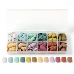 False Nails 288Pcs/Box Short Style 12 Colours DIY Wearing Art Frosted Simple Press On Acrylic Nail Tips Detachable Fake