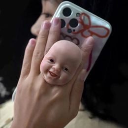 Smiley Face with Mini Reborn Baby Doll Top Smile Everyday For Phones AntiStress Toy Gift For year 240129