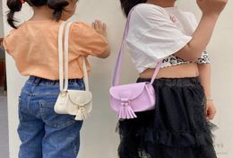 INS kids tassel purse sweet princess crossbody bag for children PU leather single shoulder bags women mini wallet Q270898413361721630