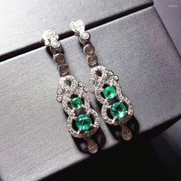 Dangle Earrings CoLife Jewelry Chinese Style Emerald Drop For Daily Wear 4 Pieces Natural Eardrop 925 Silver