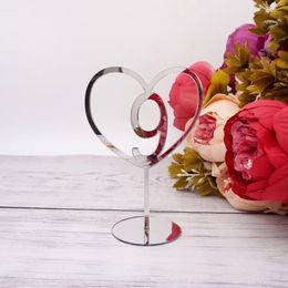Heart Shape 15cm Height Acrylic Mirror Table Numbers With Holder Base For el Wedding Party Decoration Event Supplies 240124