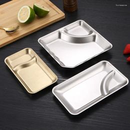 Plates Creative Korean Snack Plate Stainless Steel Western Milk Tea Shop Dipping Material Divided Gold Square