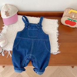 Trousers Girl's Flower Strap Pants Autumn Girl Baby Korean Style Super Cute Jeans Fashionable And