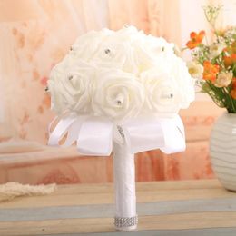 Wedding Flowers Rose Bouquet Bridal Foam Flower Ribbon Simulation