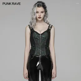 Women's Tanks PUNK RAVE Gothic Front Zipper Lacing Jacquard Vest Steampunk Club Fashion Women Waistcoat Tops