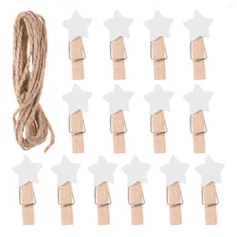 Frames 100pcs Wooden Clothespins Star Shape Wall Hanging Po Clips Picture Pegs Craft With Rope White