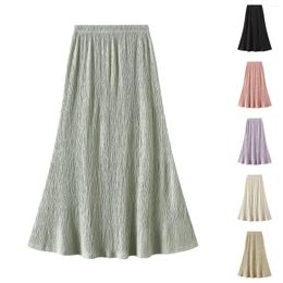 Skirts Women's Retro Pleated A Skirt High Waisted Slimming Fishtail Line Cover Up Toddler Ballet Twill On Midi