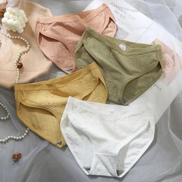 Women's Panties Original Pure Color Simple Cute Cartoon Ladies Underwear Comfortable Breathable