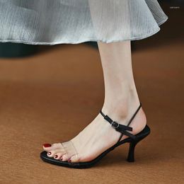 Dress Shoes 2024 Fashion Women Sandals High Slippers Transparent Open Toe Stilettos Heels Ladies Work Pumps