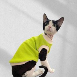 Cat Costumes Hairless German Curly Sphinx Clothes Spliced With Pure Cotton Elastic Short Sleeve Pet Tank Top Costume