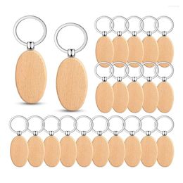 Storage Bottles 50 Pieces Wooden Keychain Oval Wood Engraving Blanks Unfinished Key Ring Tag For DIY Gift Crafts (Oval)