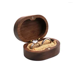 Jewellery Pouches Vintage Black Walnut Ring Box Wedding Proposal A Pair Of Rings Holder Holiday Gift Packaging Display Organisation