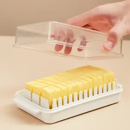 Dinnerware Portable Butter Box Sealing With Lid Nordic Style Cheese Storage Tray Plastic Transparent Plate Container For Kitchen