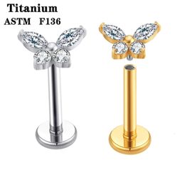 10pcs G23 Butterfly Lip Stud Labret Piercing Jewellery 16G Crystal Zircon Cartilage Earring Tragus Monroe 240130