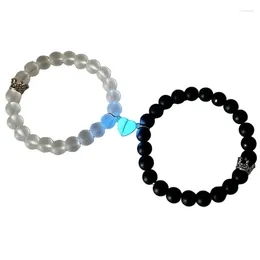 Strand R2LE 2Pcs Luminous Heart Charm Bracelets Handmade Love Matching Bracelet Couple Jewellery