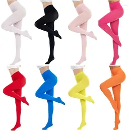 Women Socks Solid Colored Tights For Semi Opaque Footed Stretch Pantyhose Run Resistant Control Top
