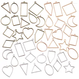 Charms 10Pcs 7 Color Geometric Figure Charm Hollow Glue Blank Pendant Tray Bezel DIY Bracelet Necklace Handmade