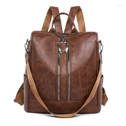 School Bags The Women Leather Backpacks High Quality Female Vintage Backpack Travel Shoulder Bag For Girls