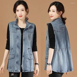 Women's Vests Denim Vest Jacket Spring Autumn 2024 Temperament Versatile Loose Ladies Korean Version Elegant Female Tank Top Coat