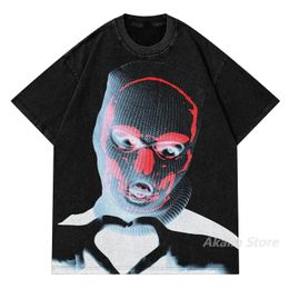 Harajuku punk Printed oversized t shirt Extra Large Loose Y2k Tops Gothic Pop Couple Retro Sweatshirt goth Clothing 240126